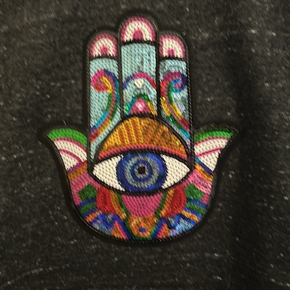 Hamsa sequin oversized hoodie. - Picture 2 of 3